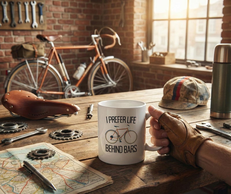 Casitika Cycling Gifts for Men and Women. I Prefer Life Behind Bars. Humorous Bicycle Novelty 11 oz Mug. Gift idea for Bike Enthusiasts. - Image 4